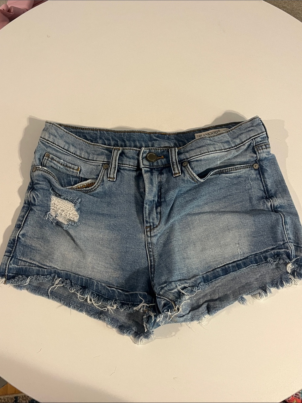 Blank NYC Light Blue Distressed Denim Shorts